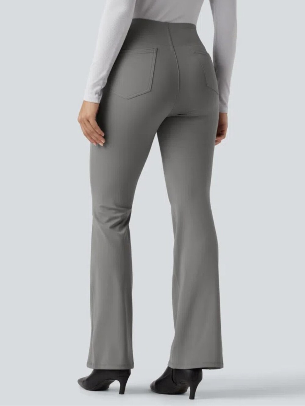 Halara High Waisted Tummy Control Bootcut Work Pants Grey Size Large NWT - Picture 2 of 13